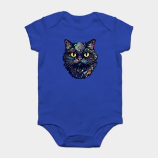 Dark Swirling Rainbow Fur Kitty Baby Bodysuit